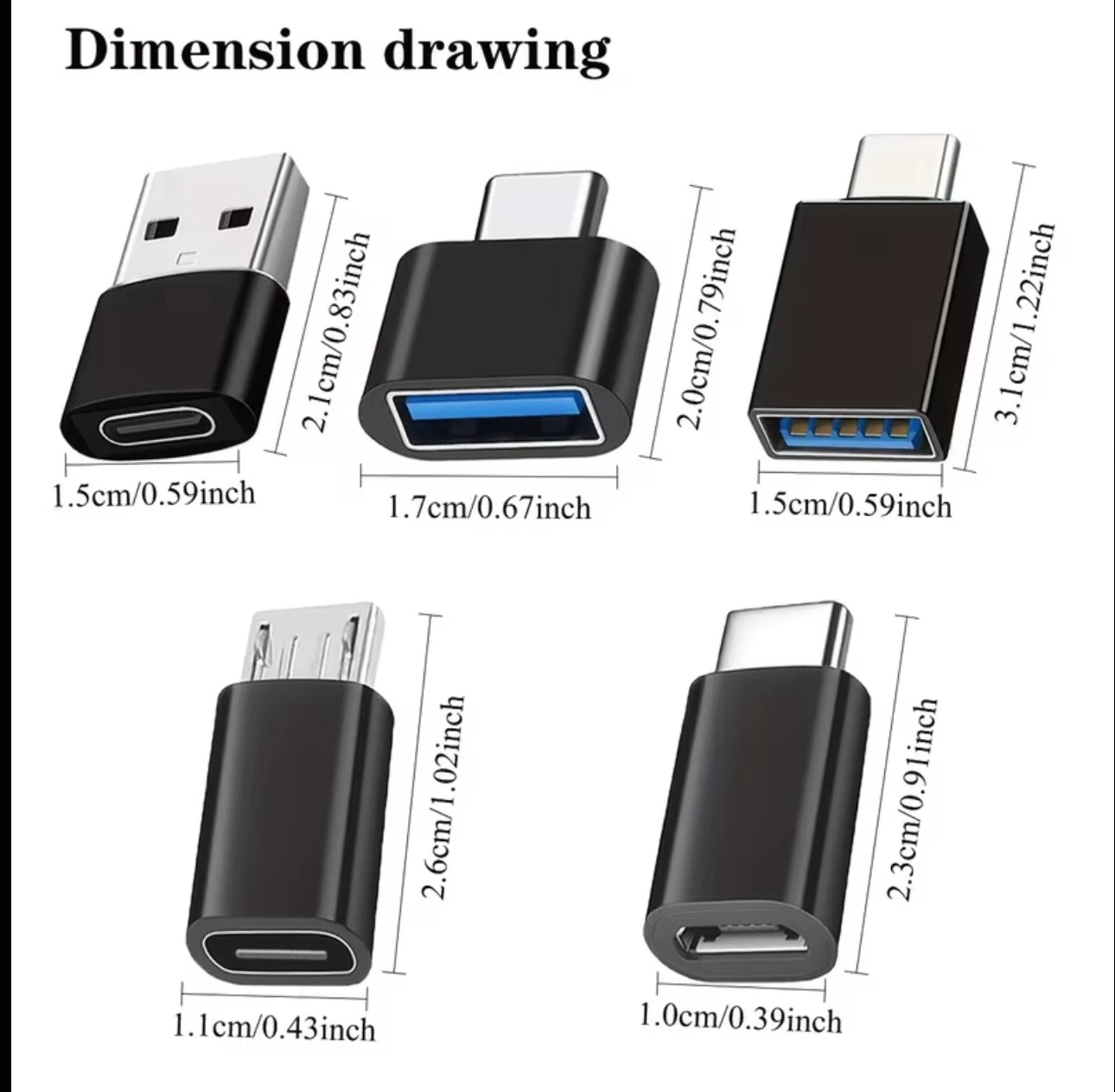 Set of 5 USB to USB C Adapters, Converting USB Type - photo 5