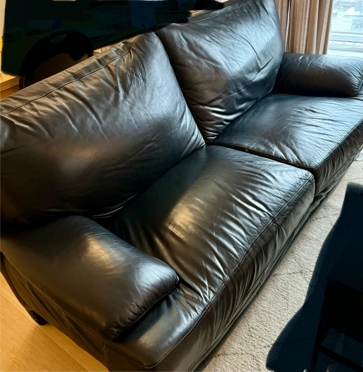 Black Leather Sofa - photo 3