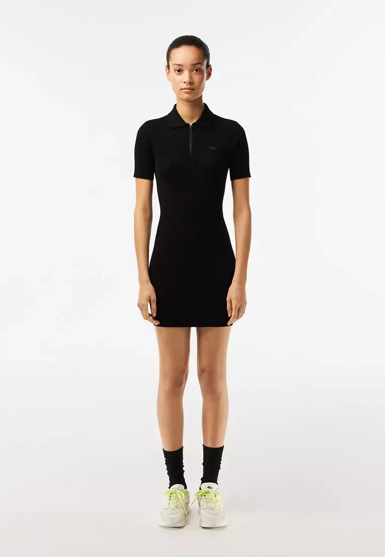 Lacoste Zip-Up Knit Polo Dress