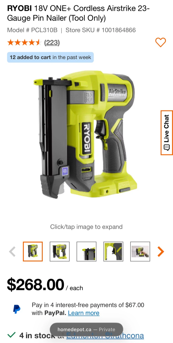 RYOBI 18V Cordless Airstrike 23-Gauge Pin Nailer (Tool Only) - photo 2