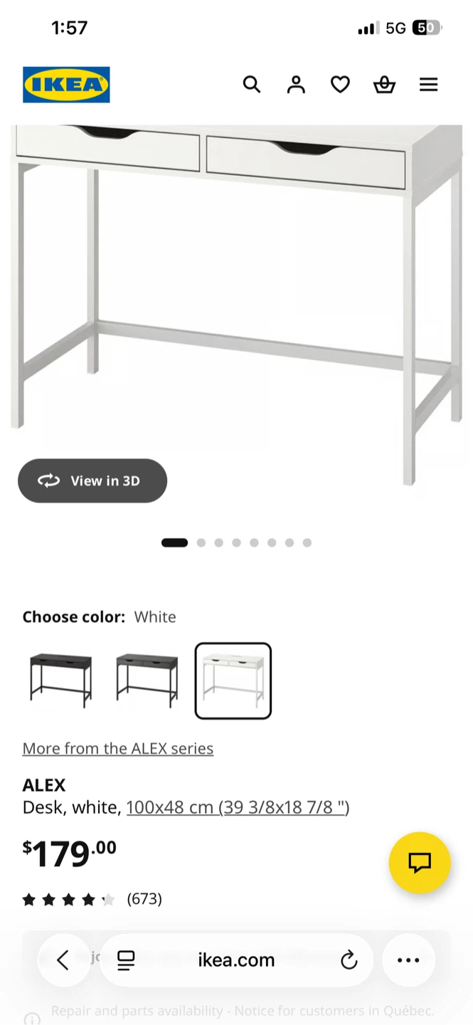White Desk with Two Drawers