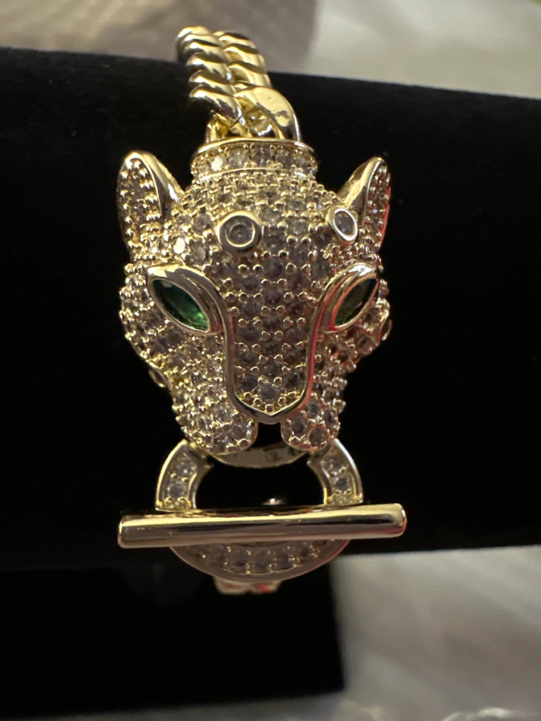 14k gold laminated Leopard Head Toggle Bracelet - photo 3
