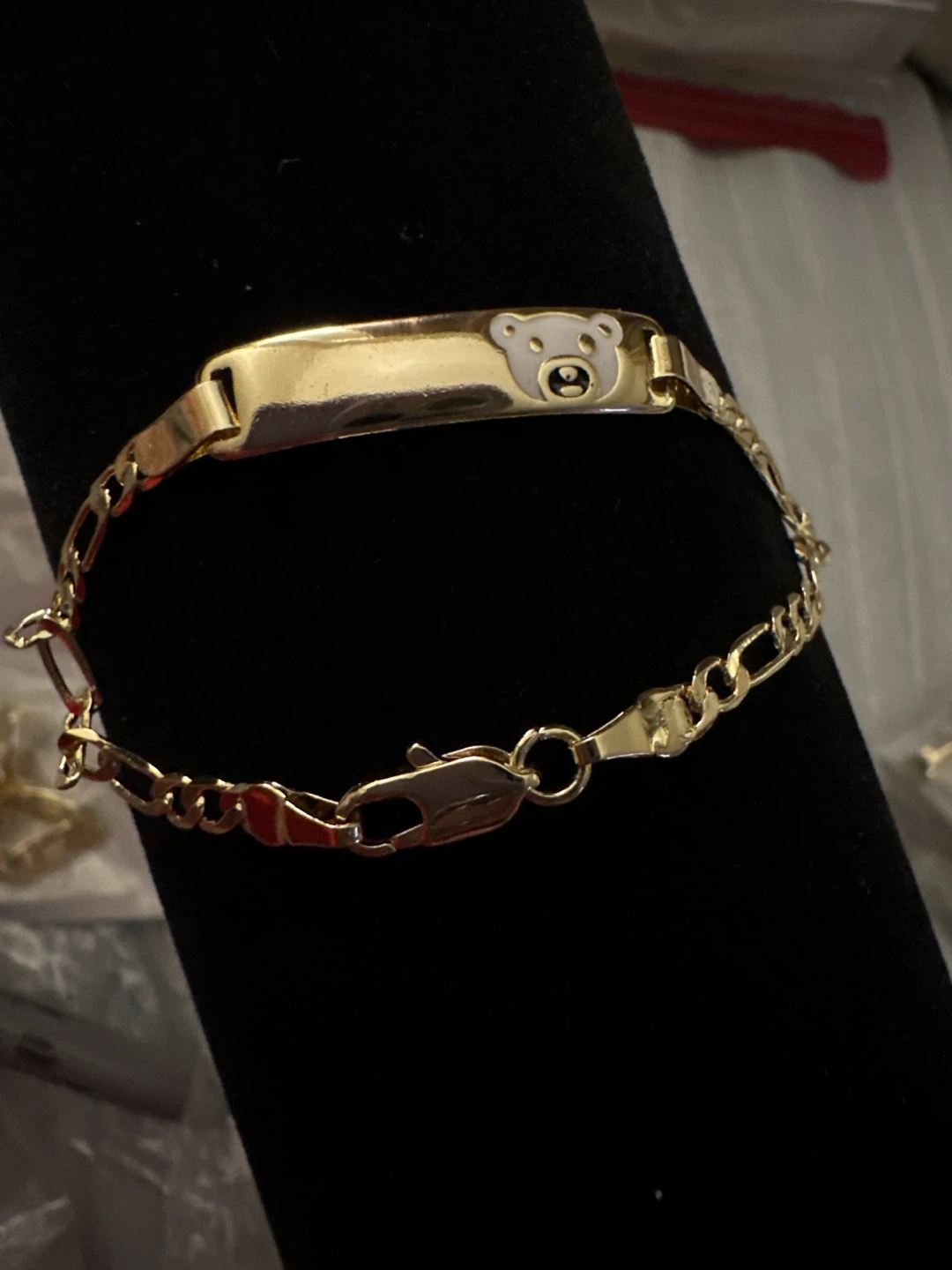 Gold laminated Baby Bracelet with Bear Charm