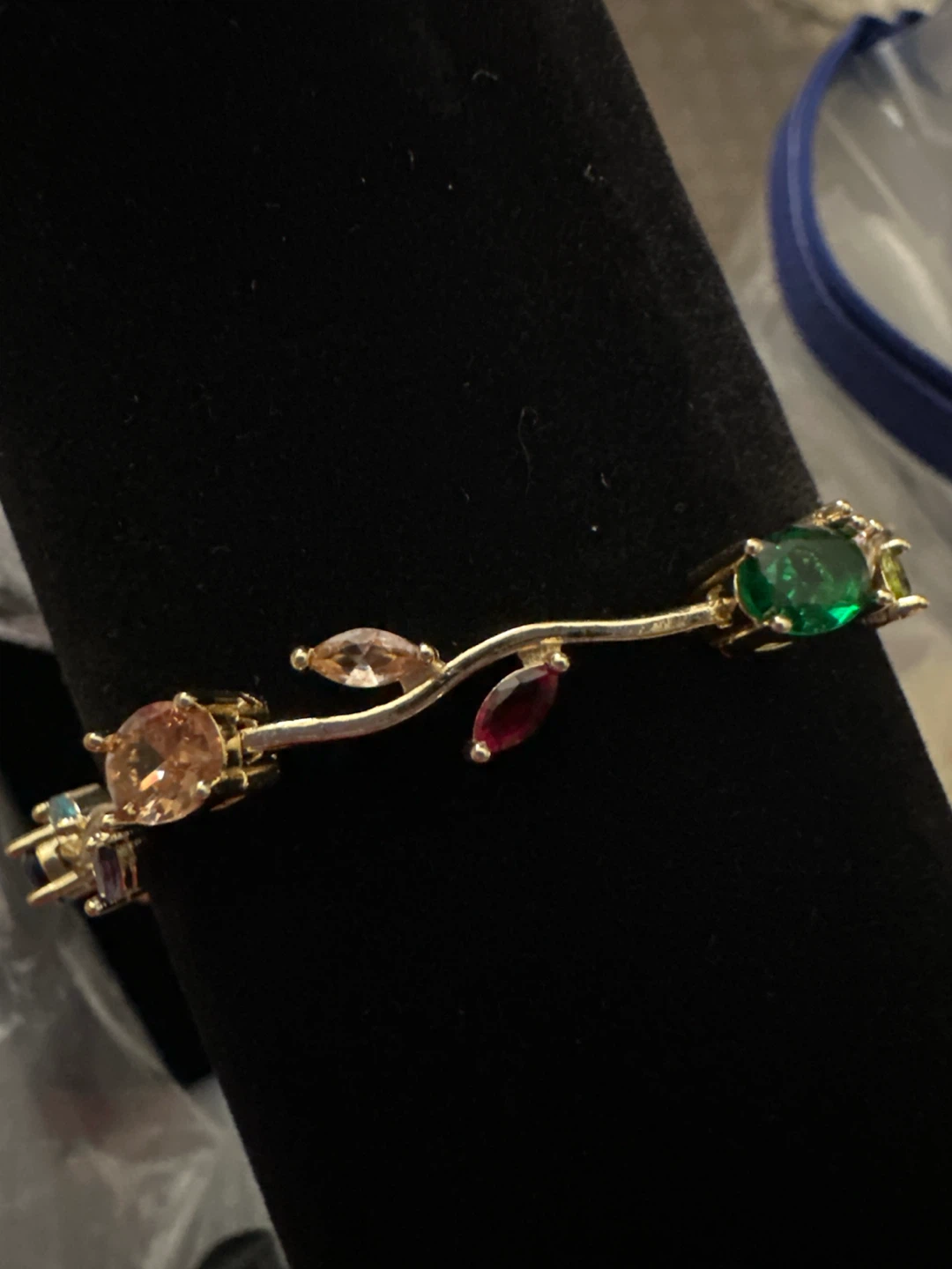 14kGold-laminated Multicolor Gemstone Leaf Bracelet - photo 3