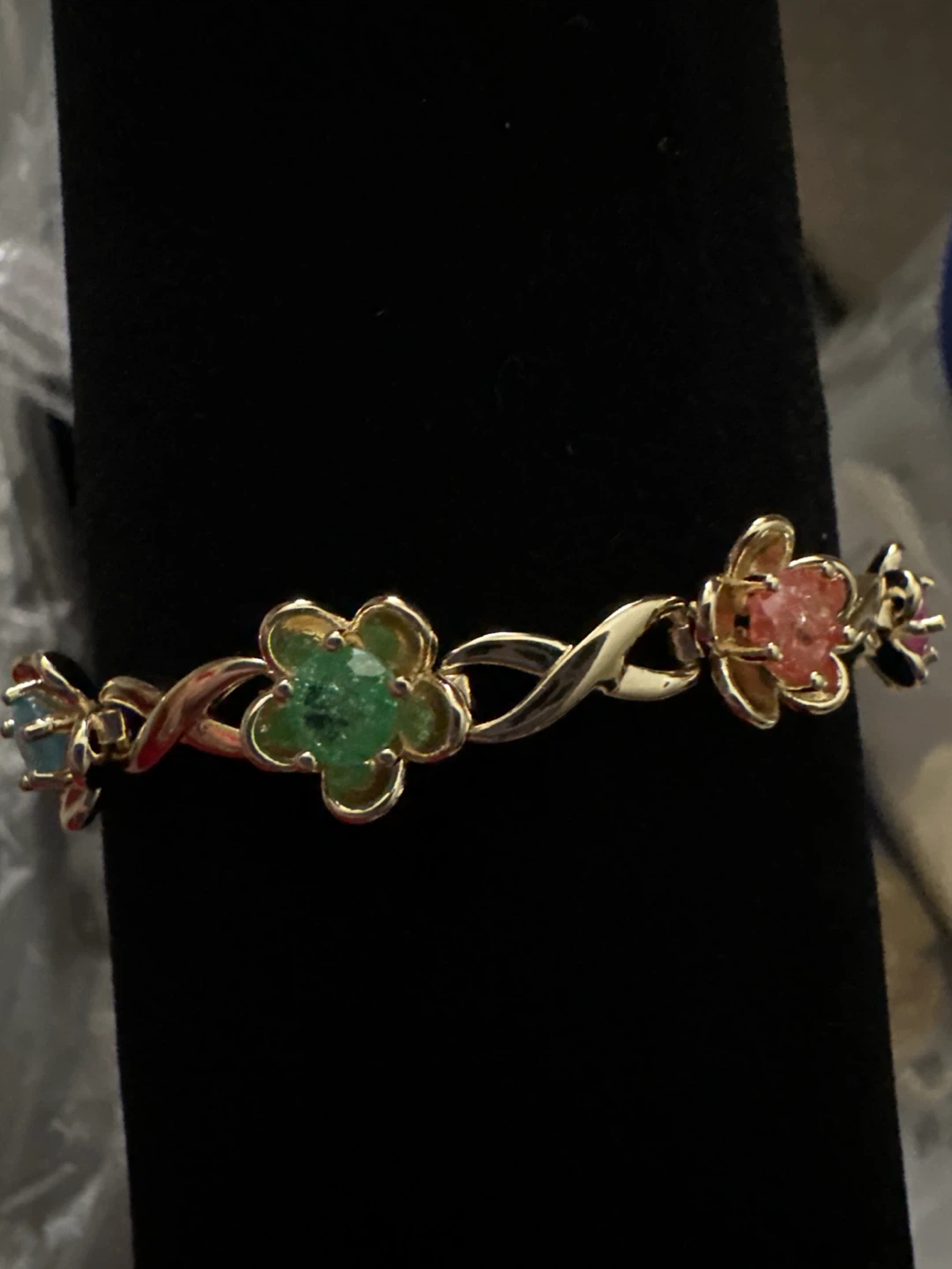 14kGold-laminated bracelet with colorful flower charms