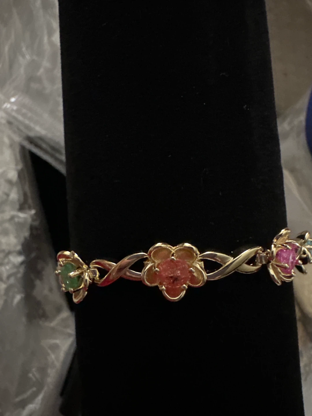 14kGold-laminated bracelet with colorful flower charms - photo 2