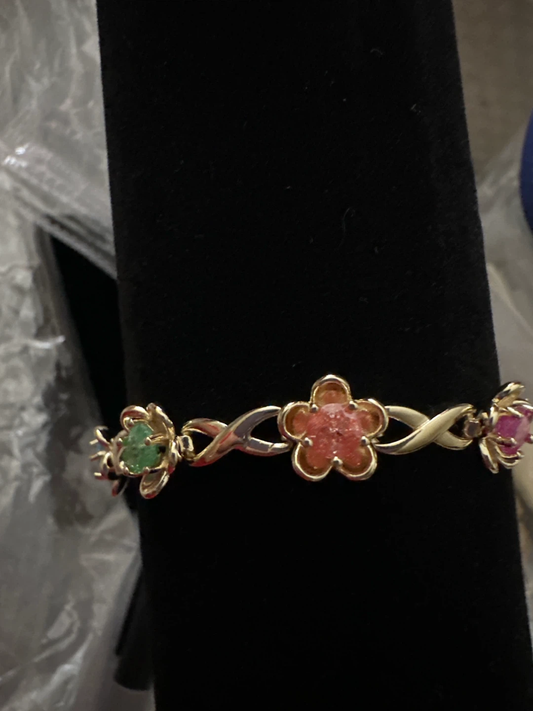 14kGold-laminated bracelet with colorful flower charms - photo 4