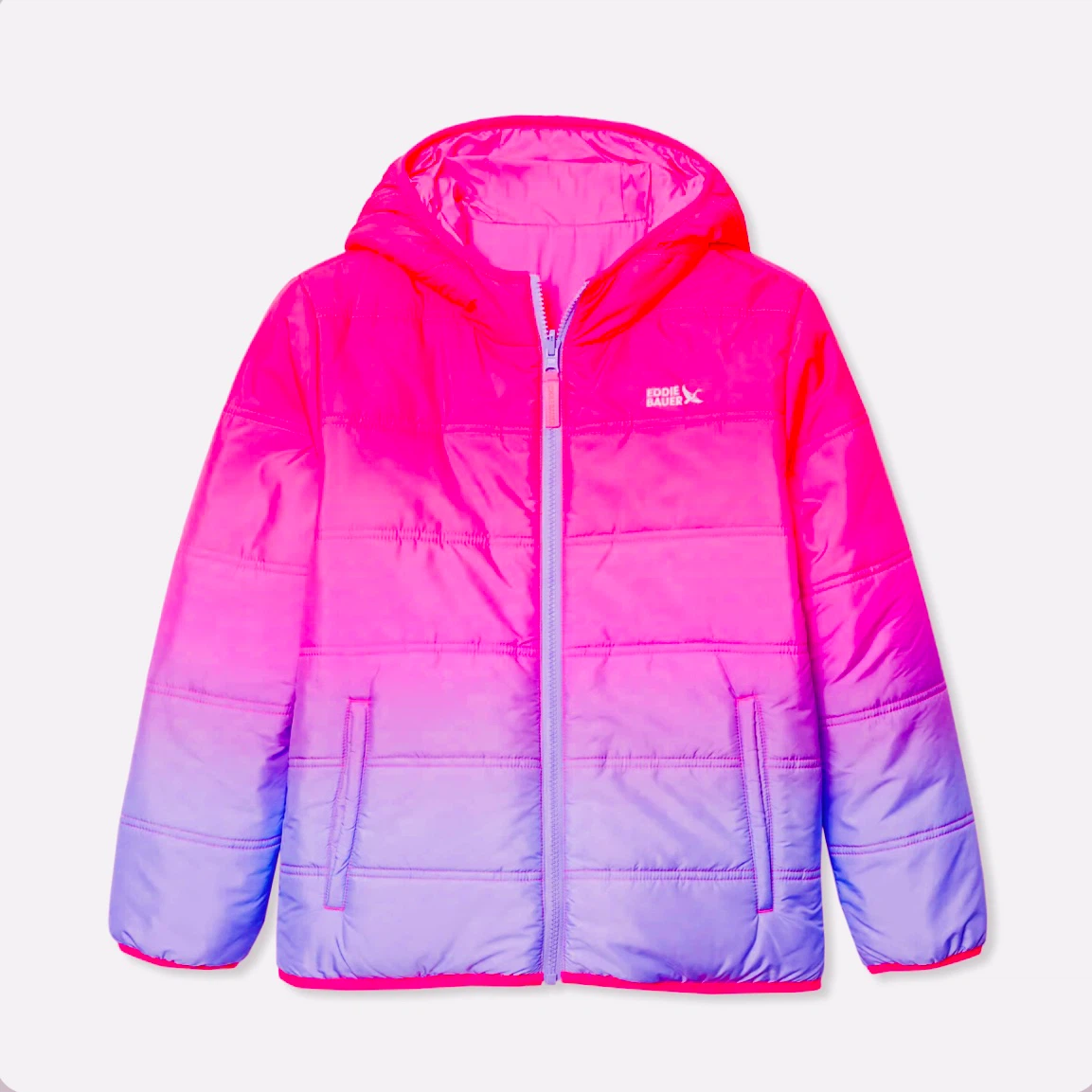 Girls Reversible Puffer Jacket and Fleece Hoodie