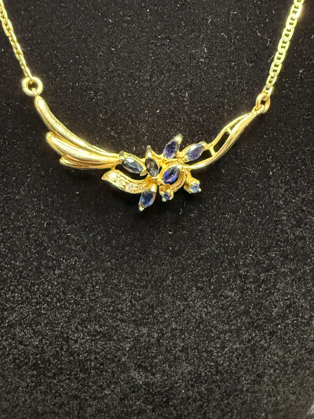 14K Gold Sapphire and Diamond Necklace - photo 3
