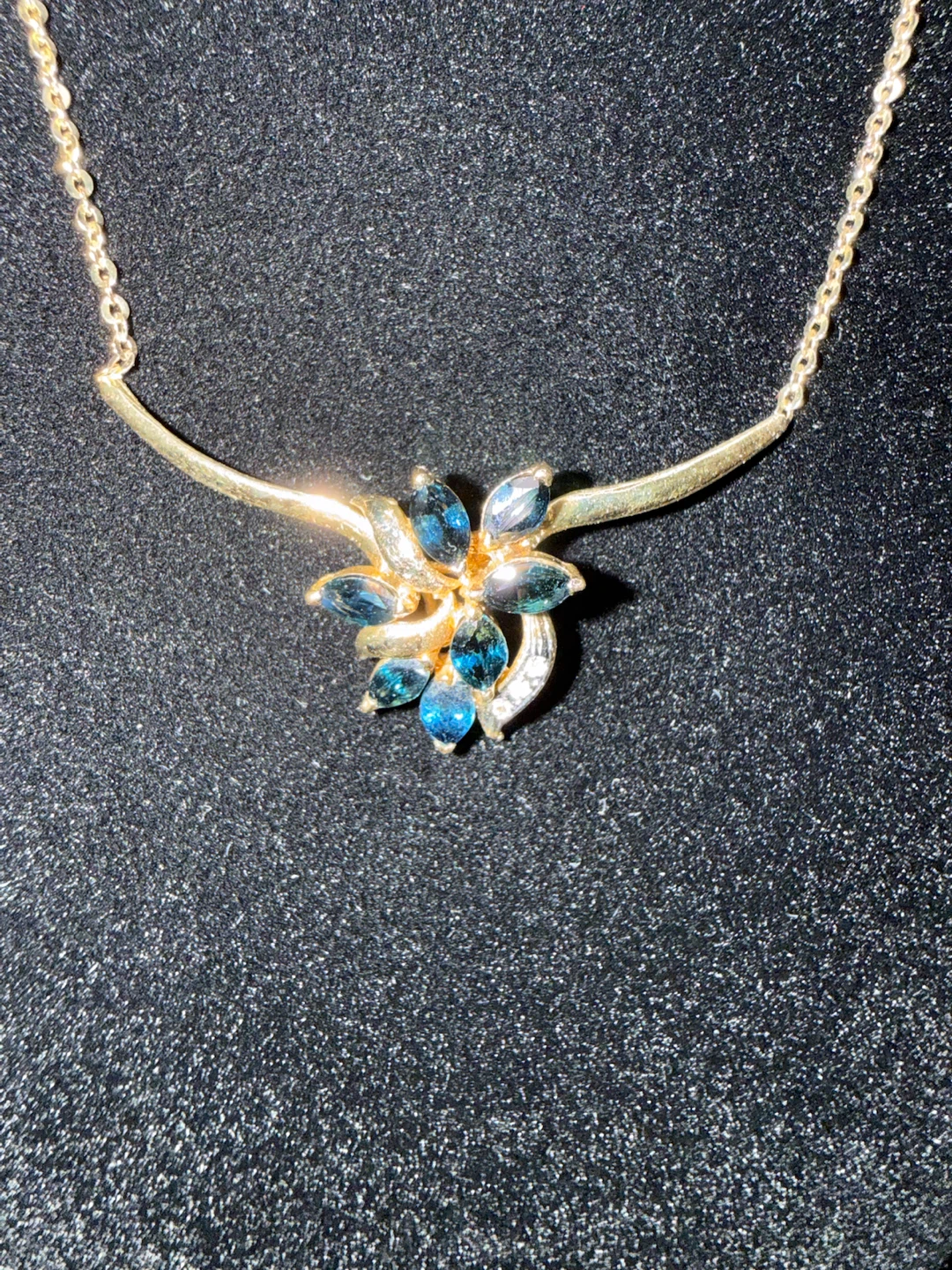 14K Gold Sapphire and Diamond Necklace
