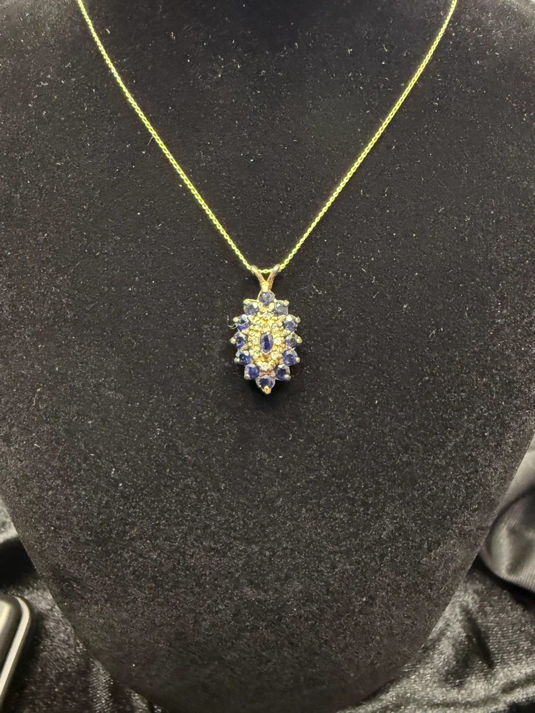 14K Gold Sapphire and Diamond Pendant with Necklace - photo 2