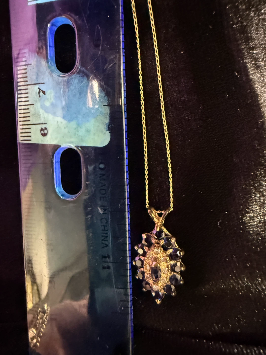 14K Gold Sapphire and Diamond Pendant with Necklace - photo 4