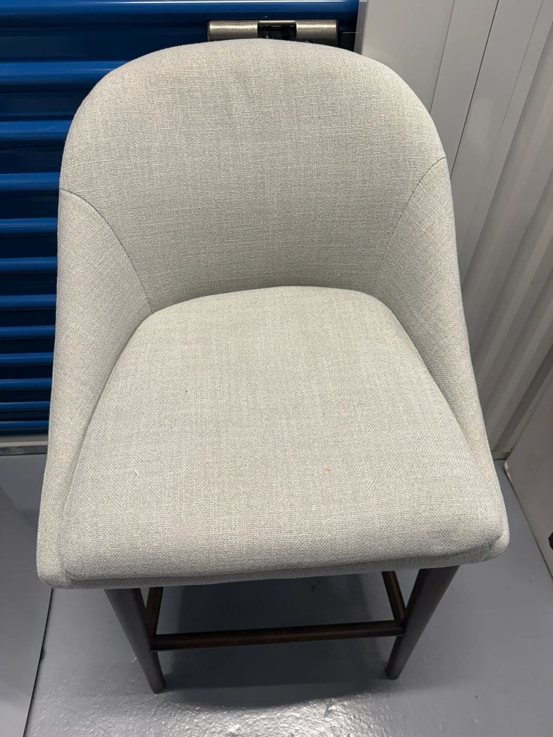 Light Gray Upholstered Bar Stool with Wooden Legs - photo 2