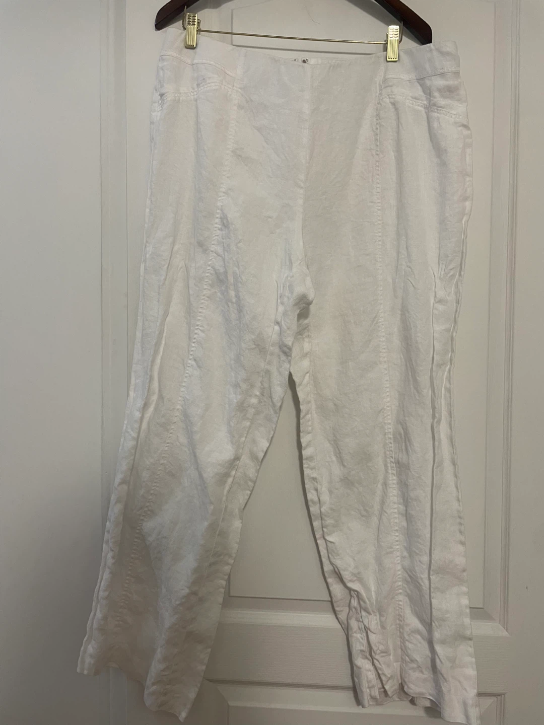 White Linen Blend Cropped Pants Size XL