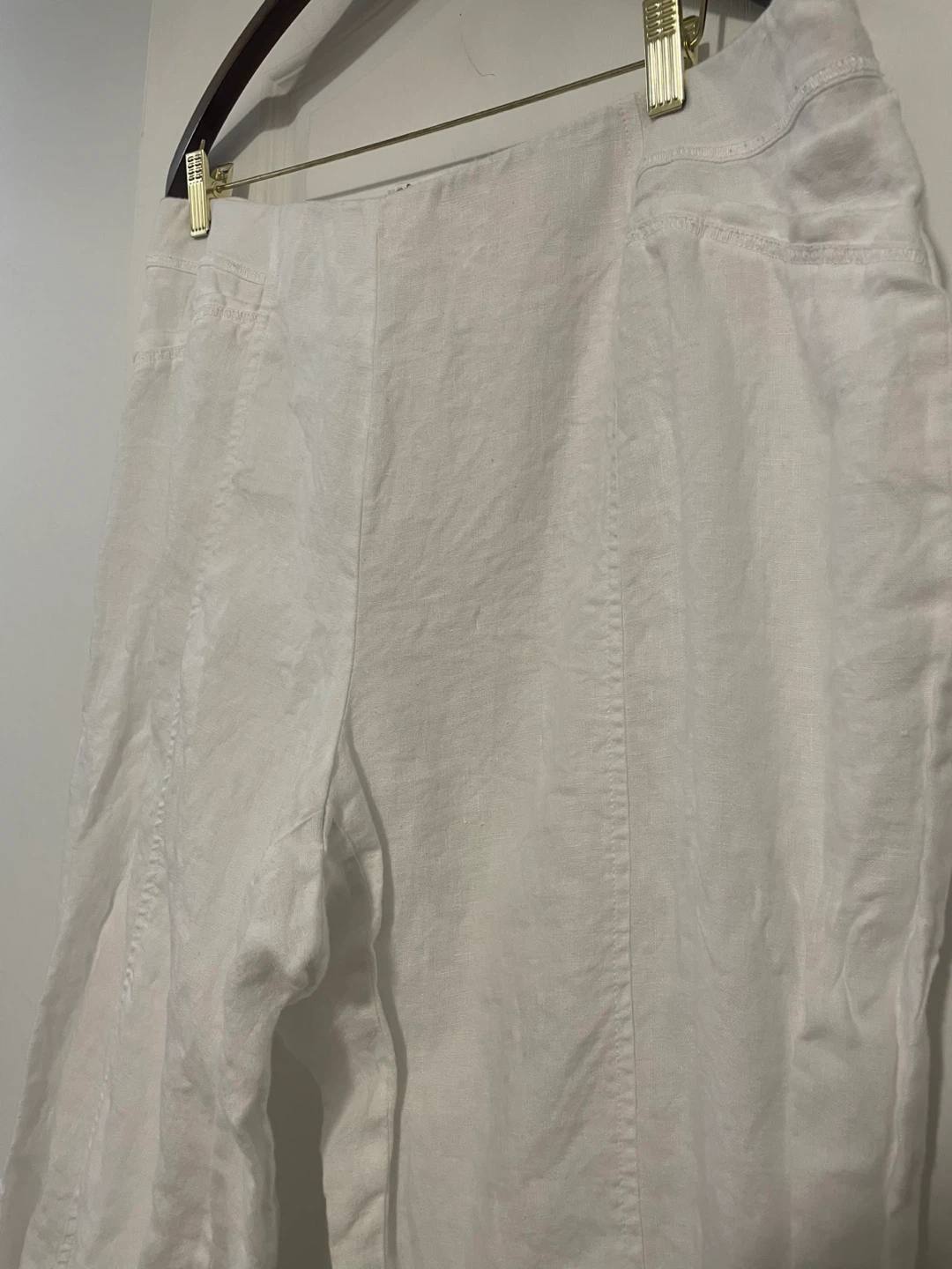 White Linen Blend Cropped Pants Size XL - photo 2