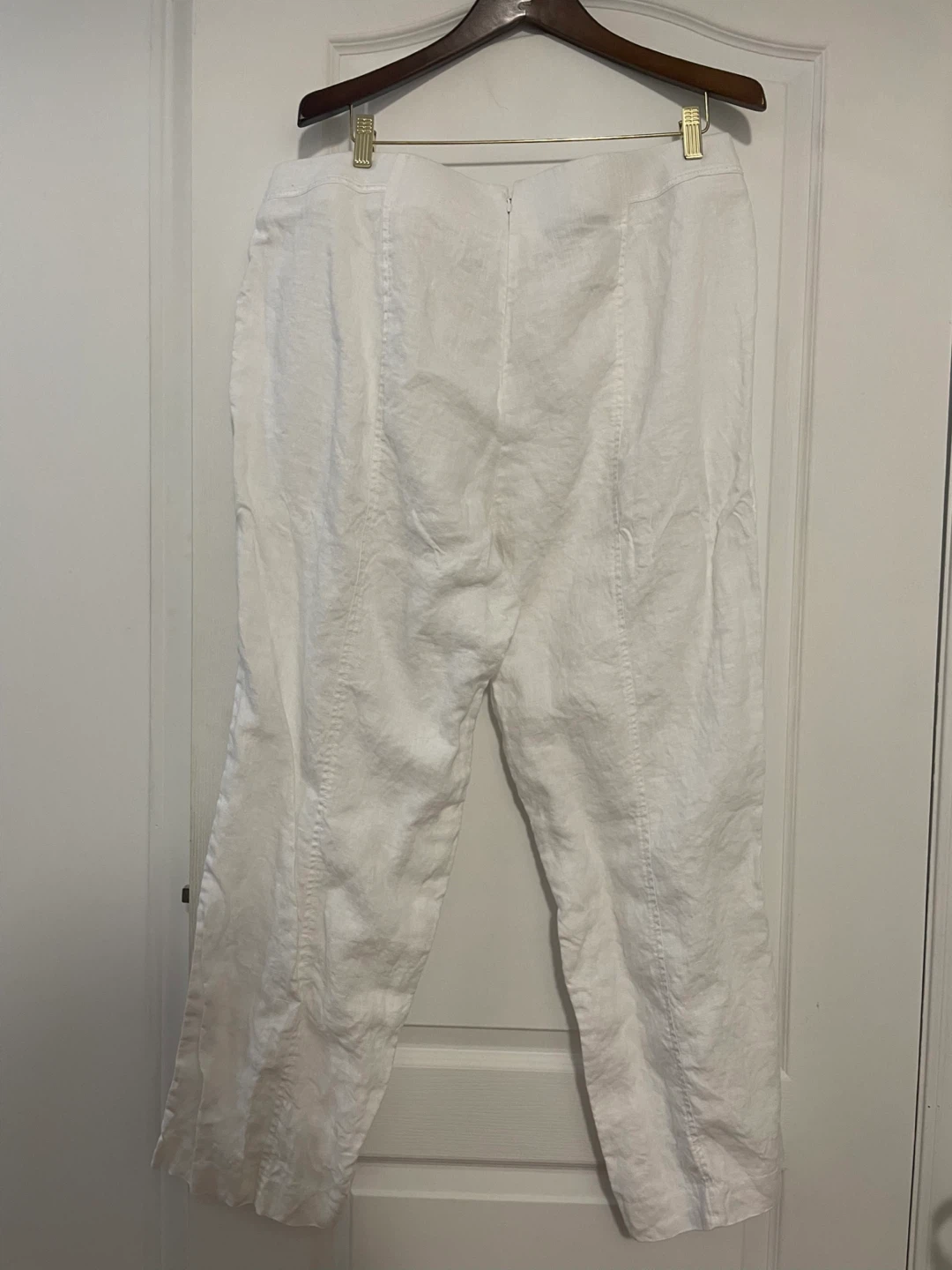 White Linen Blend Cropped Pants Size XL - photo 3