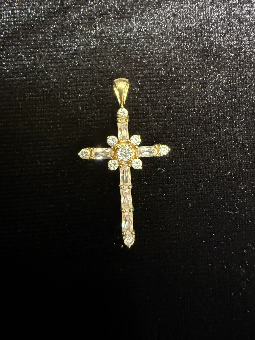 10K Gold CZ Accent Cross Pendant