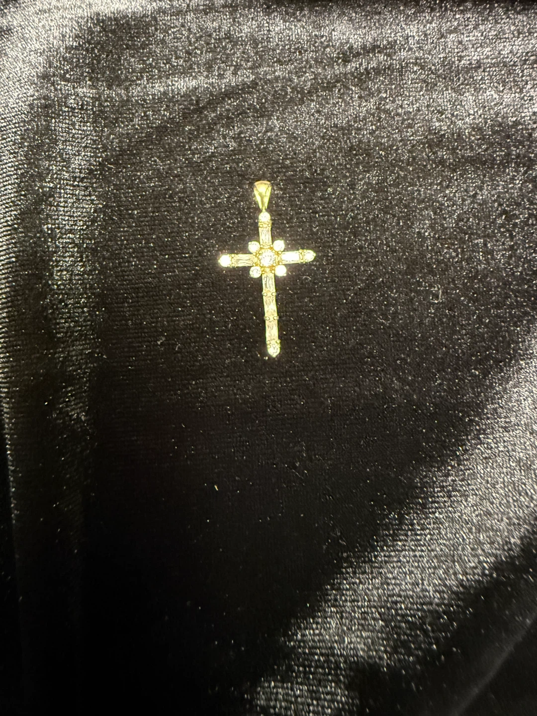10K Gold CZ Accent Cross Pendant - photo 2
