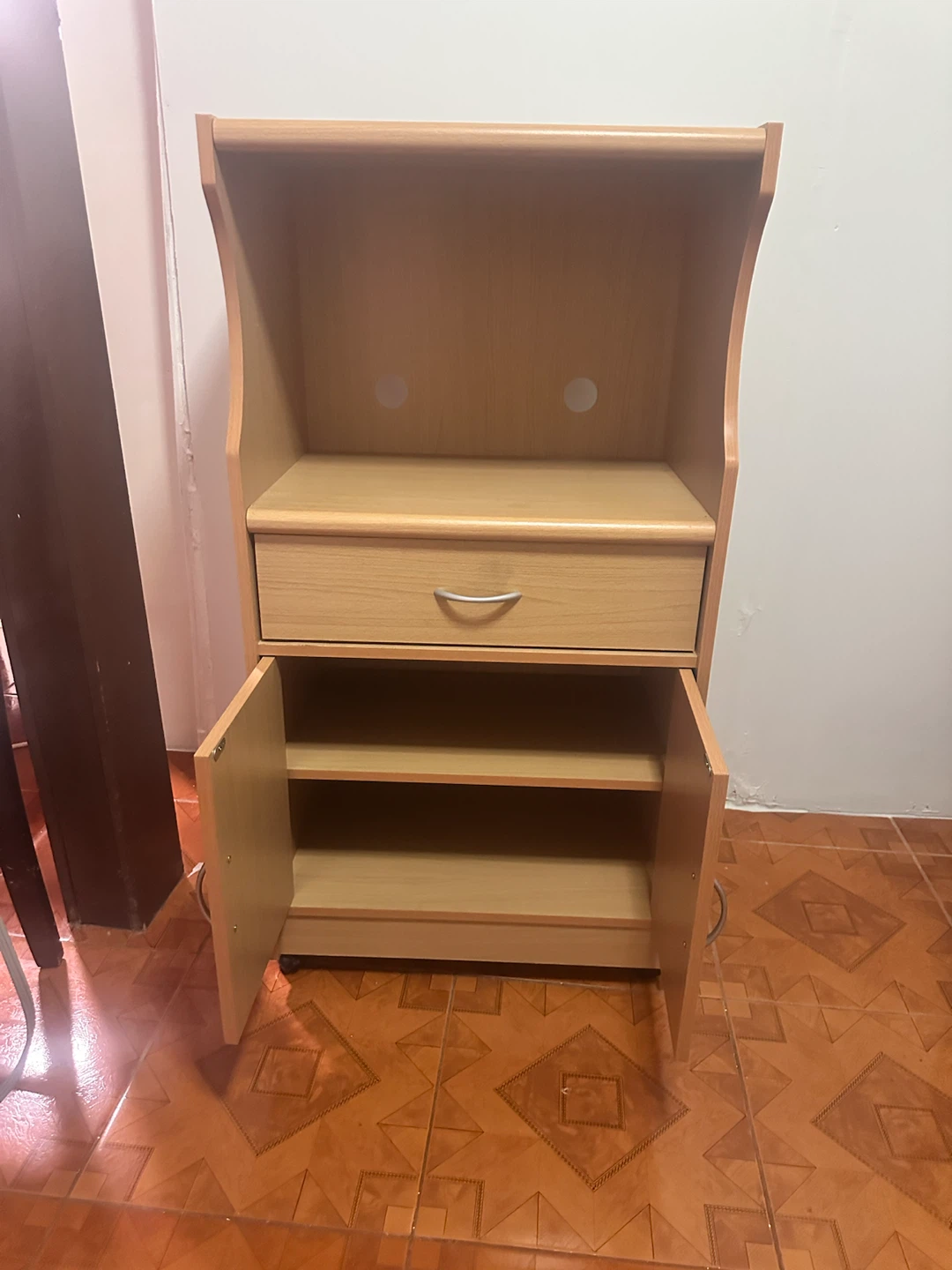 Light Wood Kitchen Baker's Rack with Drawer and Cabinet - photo 2