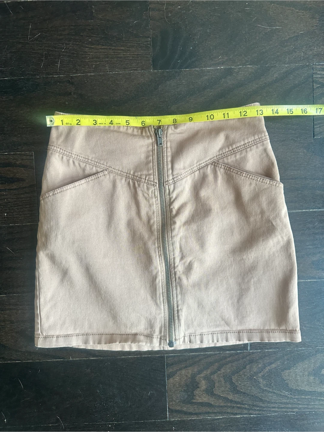 Tan cotton denim zip up Mini Skirt - photo 4