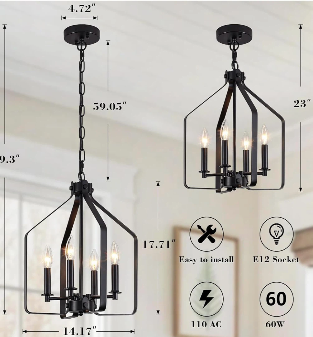 Black 4-Light Farmhouse Chandelier - photo 3