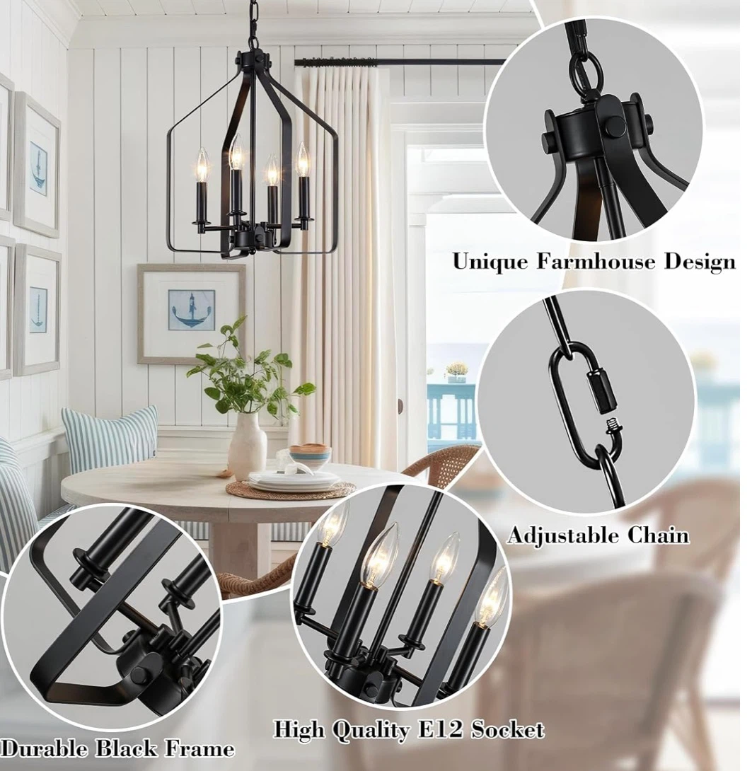 Black 4-Light Farmhouse Chandelier - photo 5