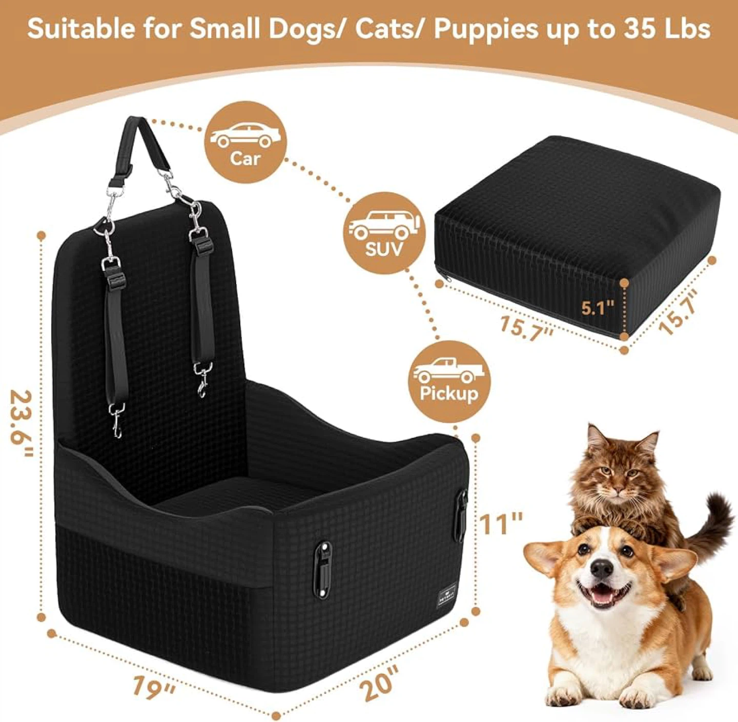 PETSFIT Dog Booster Car Seat for Small/Medium Pets - photo 4