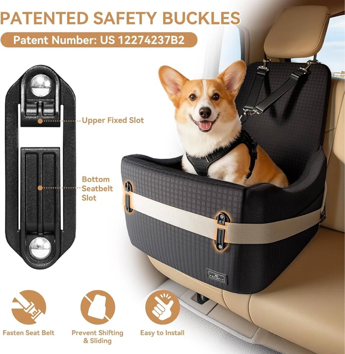 PETSFIT Dog Booster Car Seat for Small/Medium Pets - photo 2