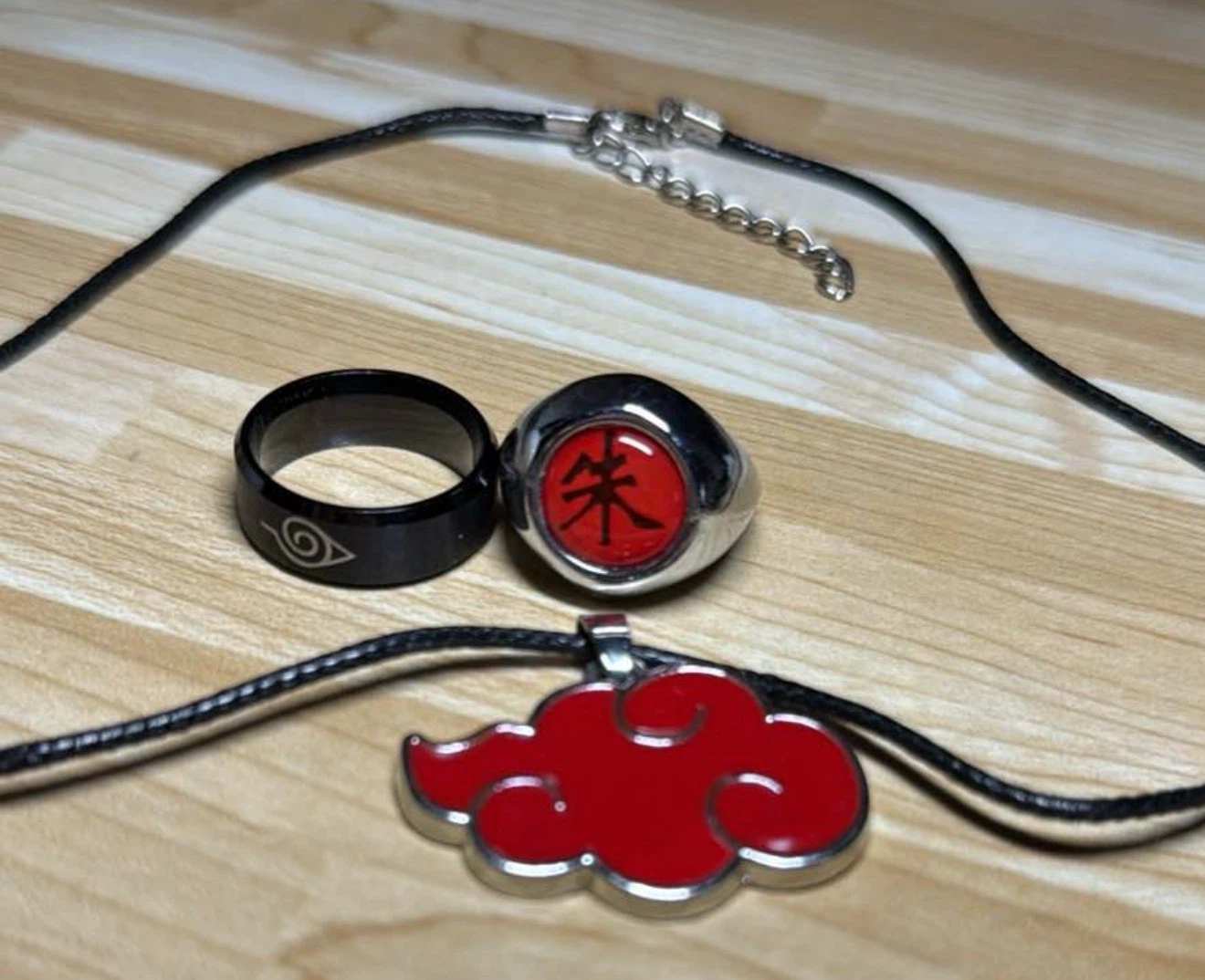 Naruto Akatsuki Ring and Cloud Necklace Set