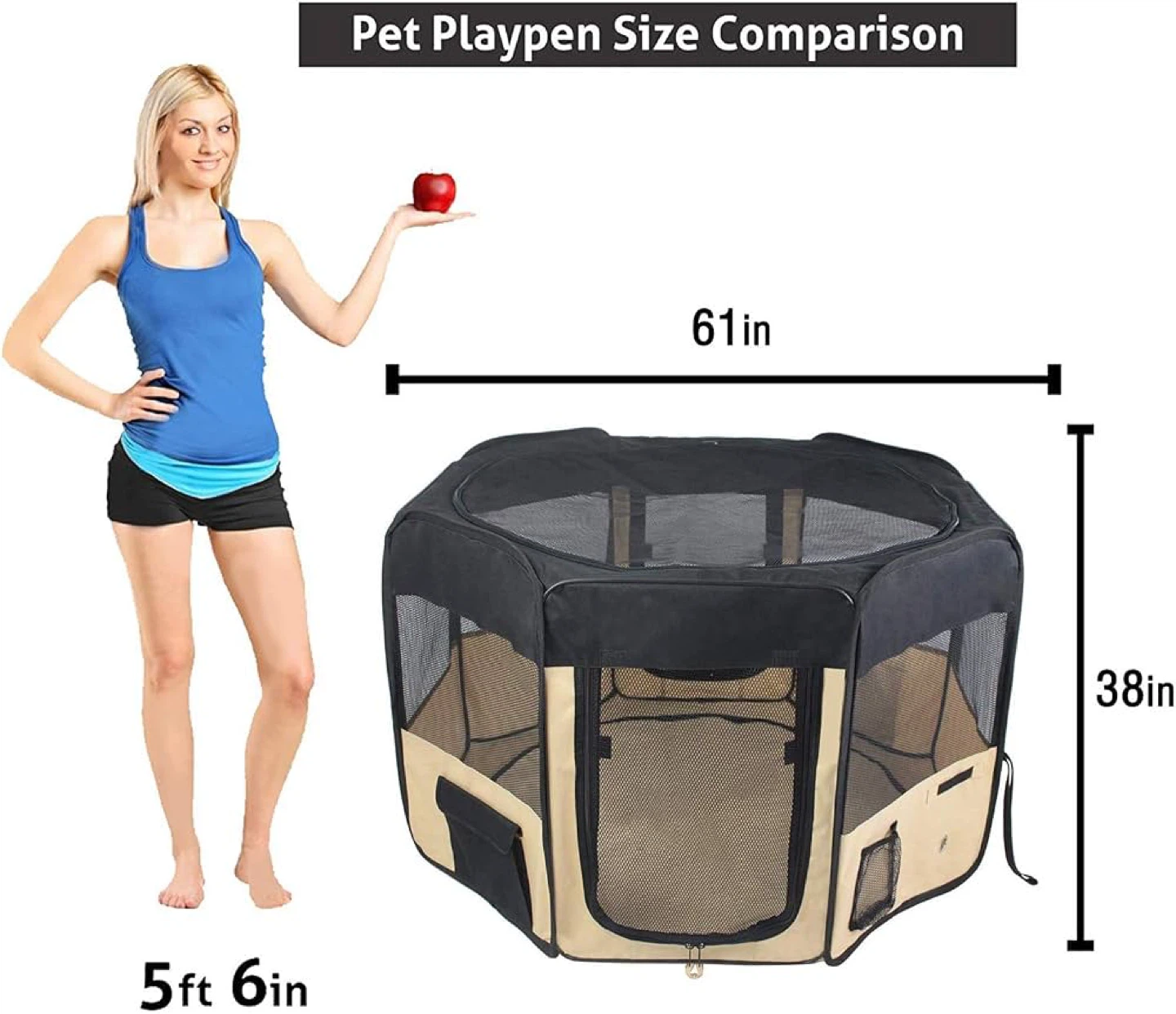 ZuHucpts 61" Portable Foldable Pet Playpen - New - photo 2