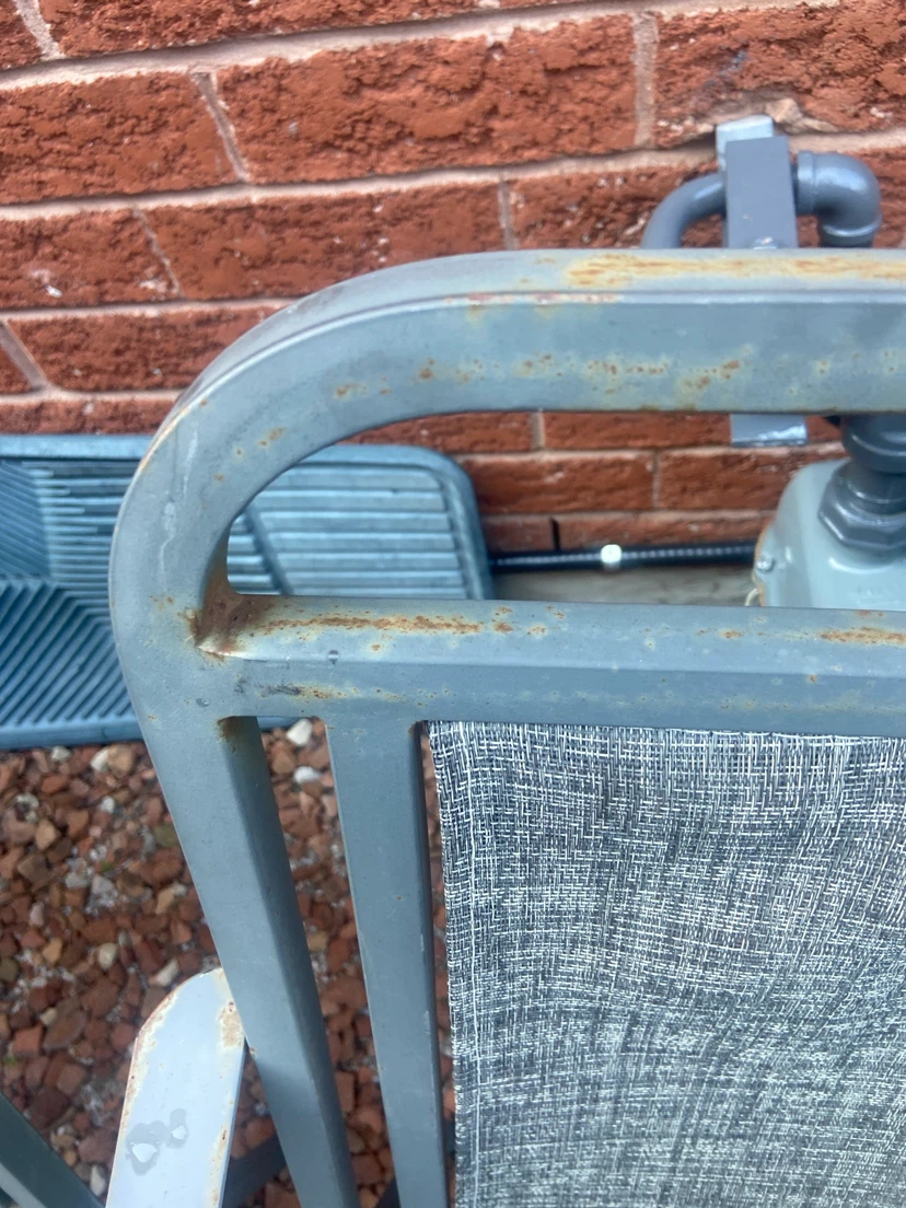 Set of 3 Grey Metal Outdoor Chairs - photo 2