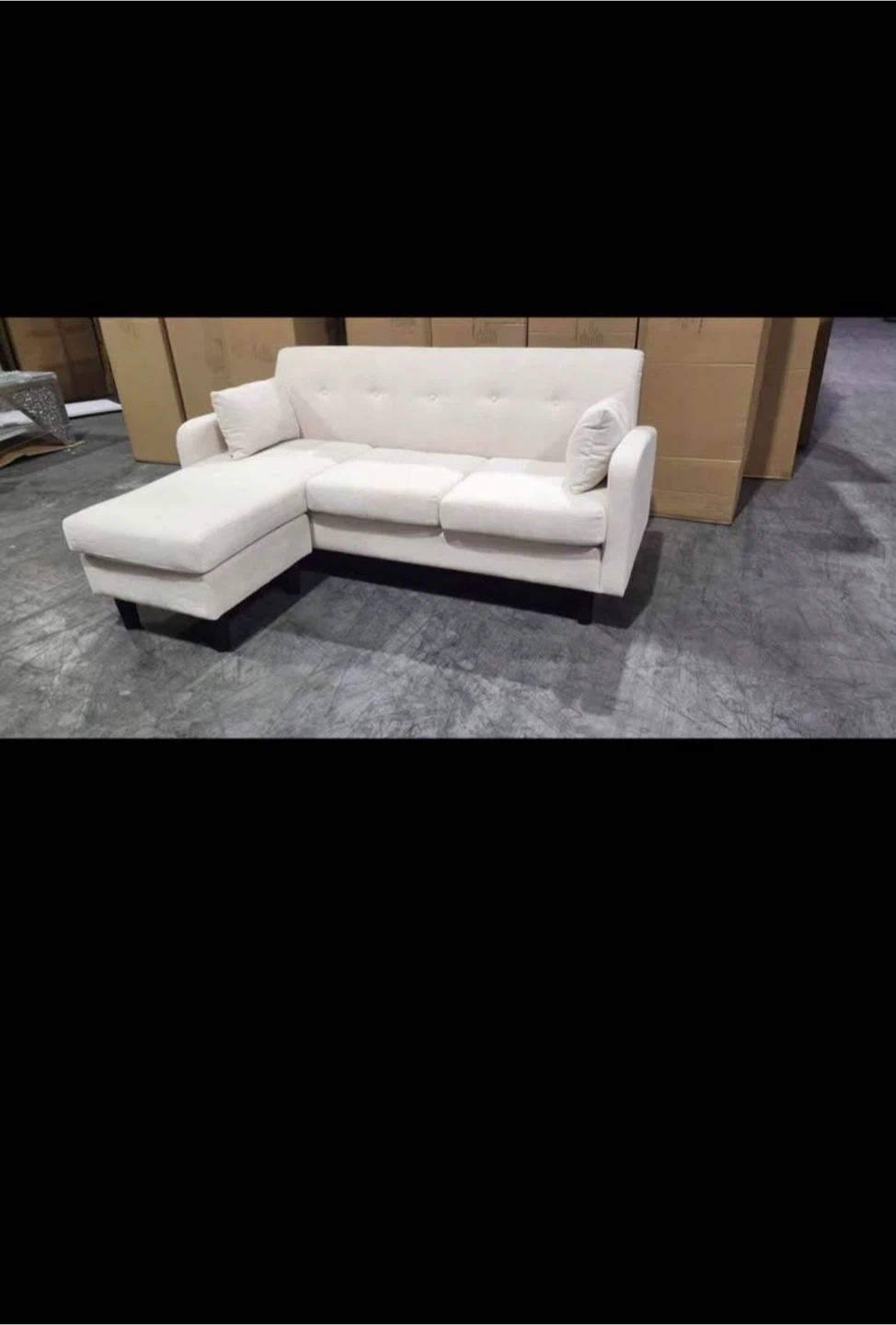 Cream Sectional Sofa with Chaise