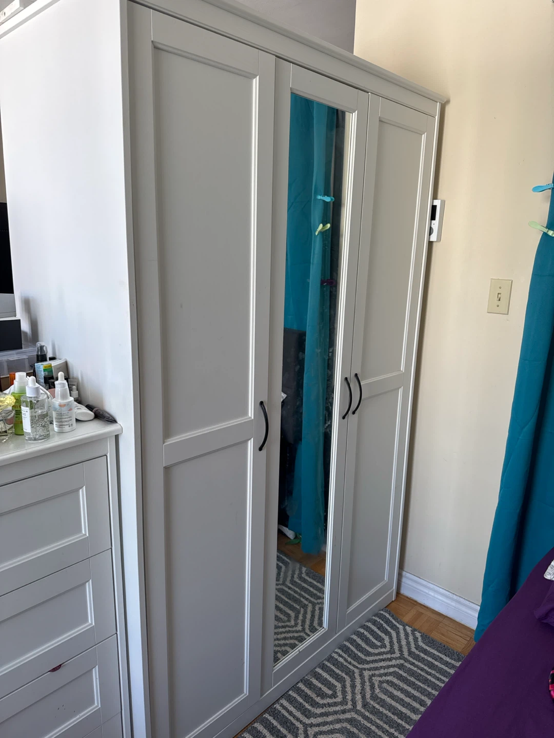 Grey Wardrobe with Mirrored Doors - photo 4