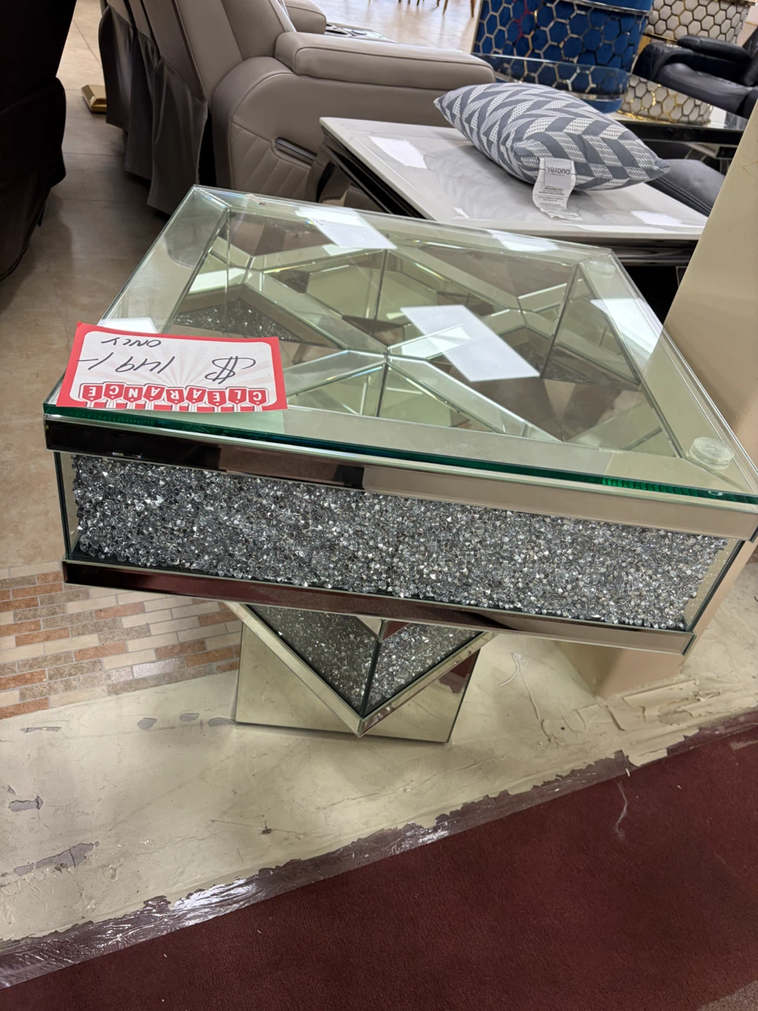 End table one side damage