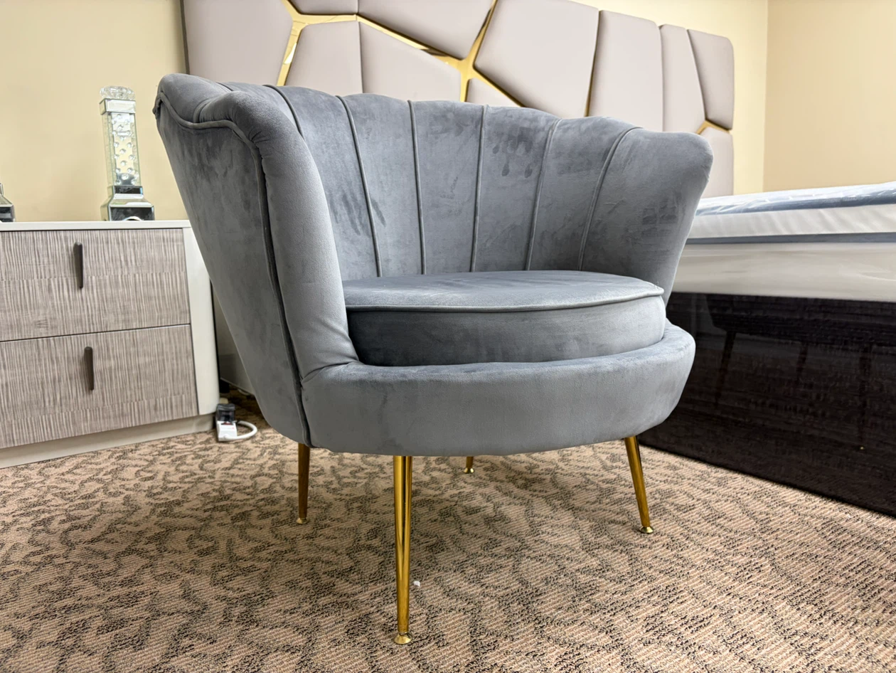 Grey Velvet Accent Chair