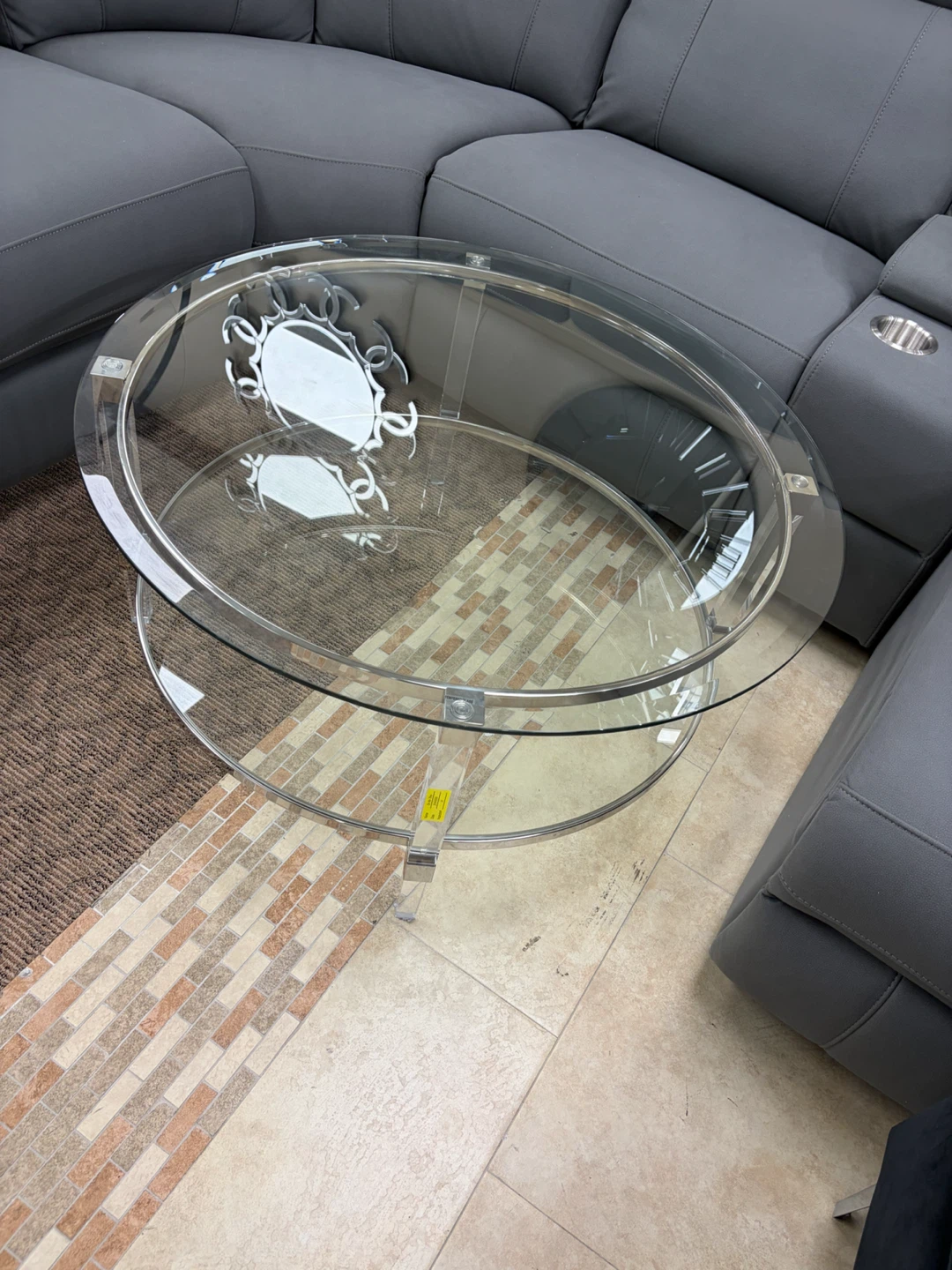 Glass Coffee Table with Chrome Accents