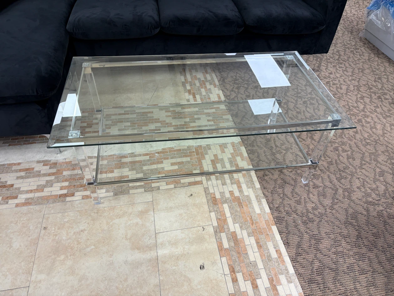Glass Coffee Table with Chrome Accents - photo 2