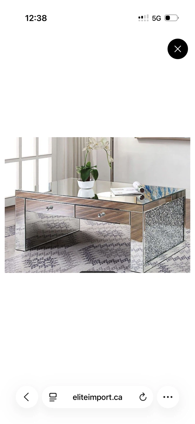 Mirrored Coffee Table with Crystal Accents
