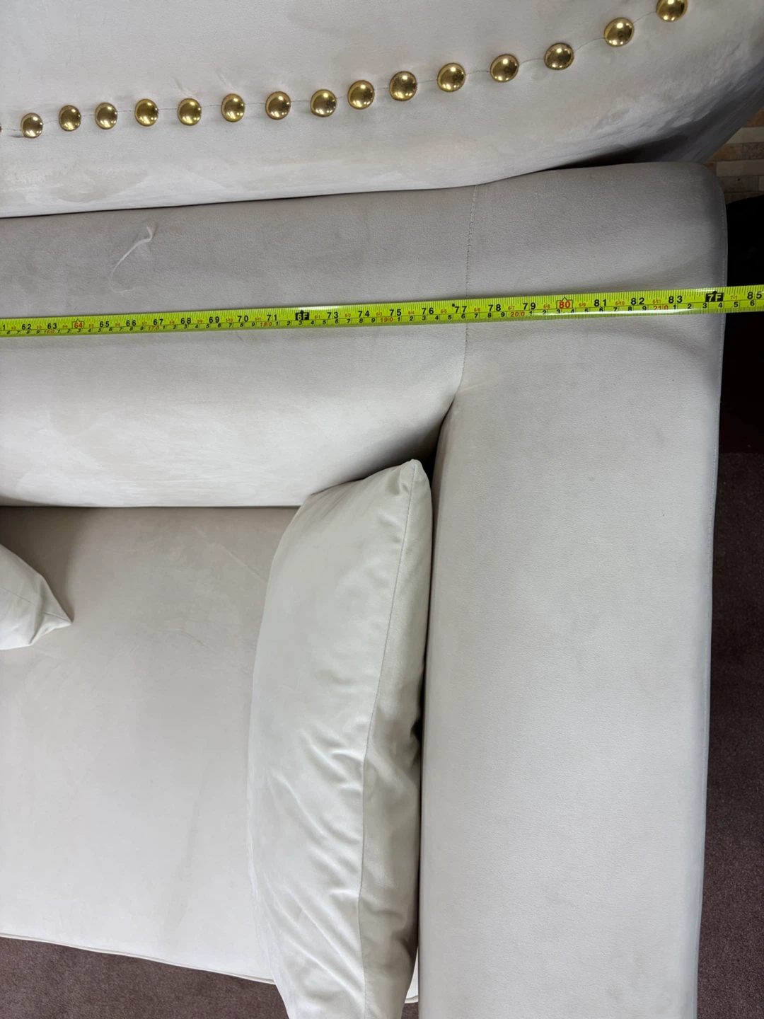 Cream Velvet Sofa loveseat and chair - photo 5