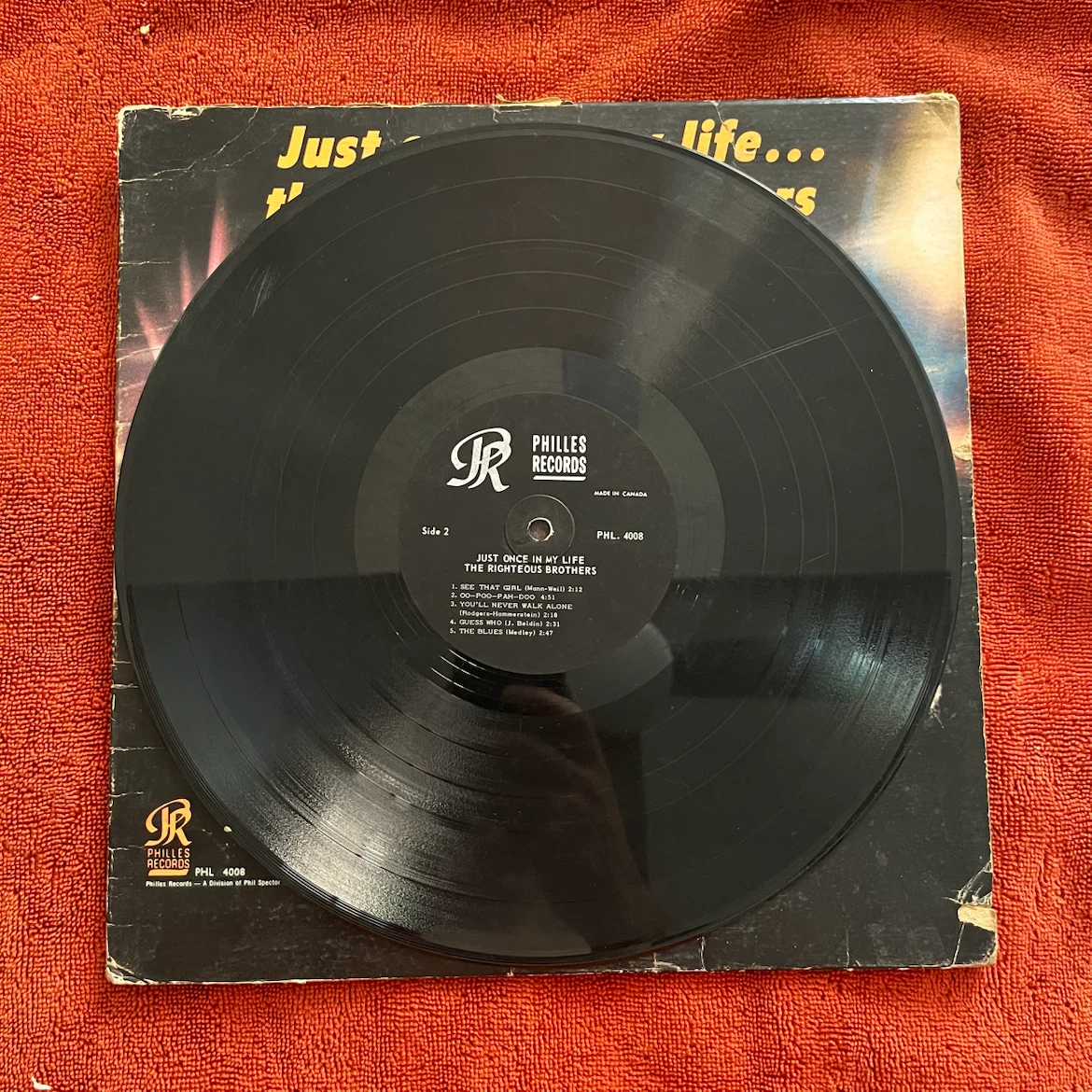 The Righteous Brothers "Just Once in My Life..." Vinyl Record - photo 2