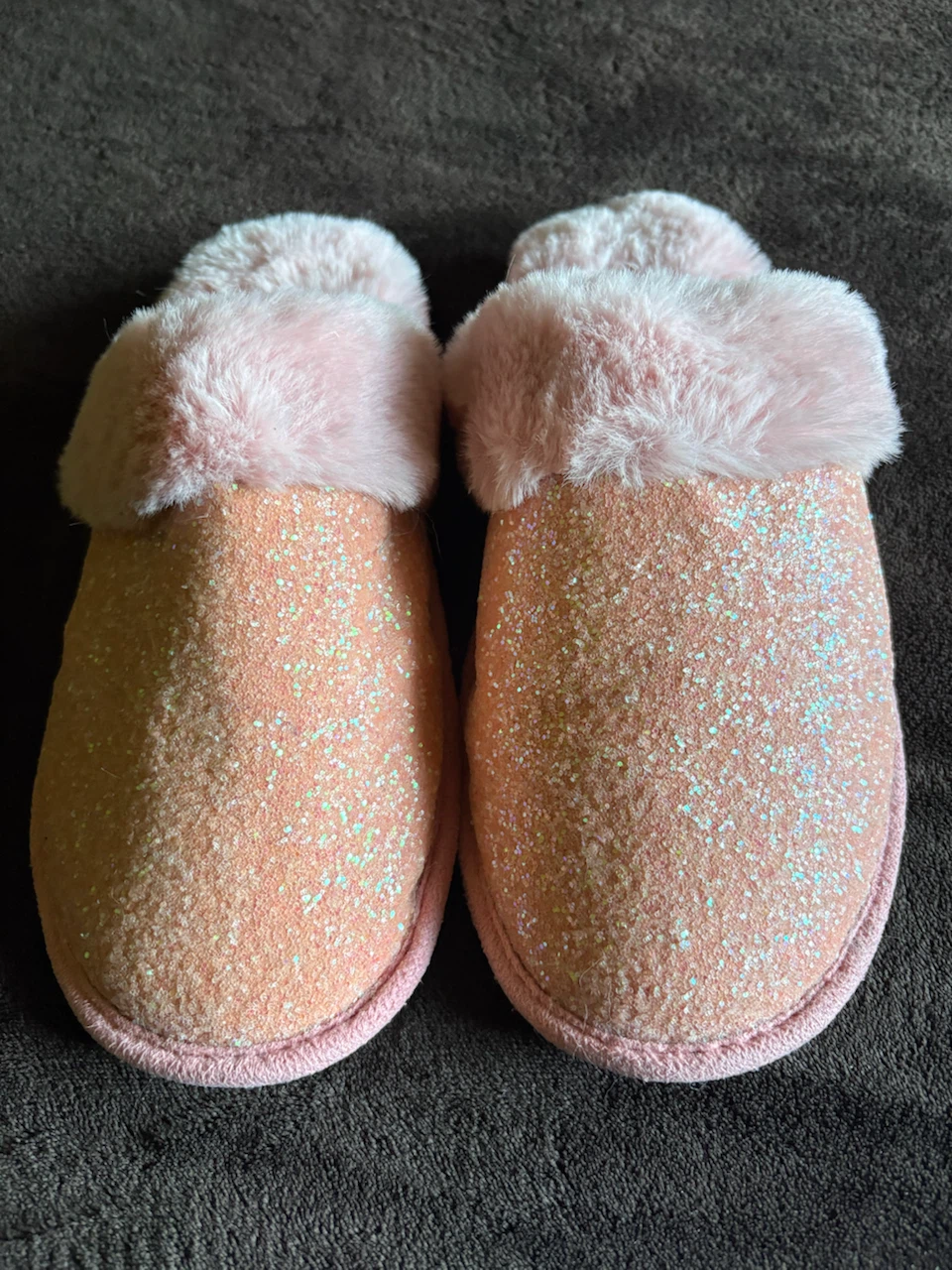 Felted Pink Glitter Slippers