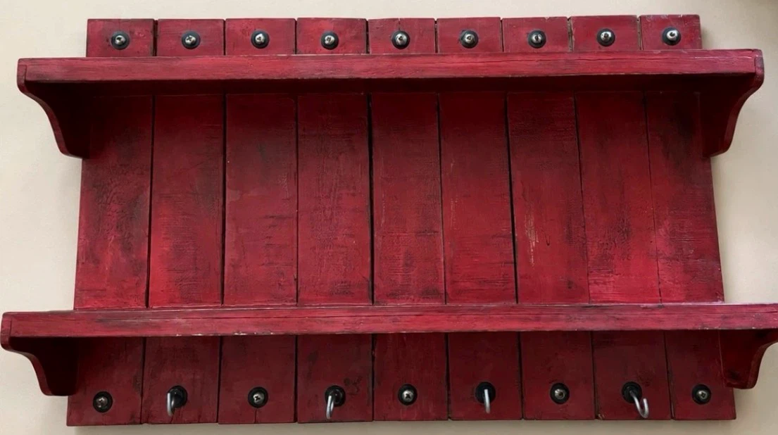 Rustic Style Red Wooden shelf