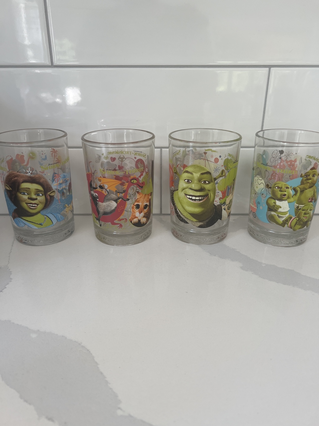 Set of 4 McDonald’s Shrek the Third Drinking Glasses