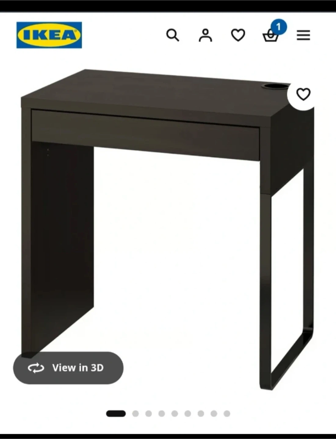 IKEA MICHIE Black Desk with Drawer
