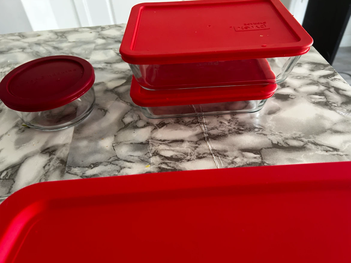 Pyrex Glass Food Storage Containers with Red Lids - photo 2