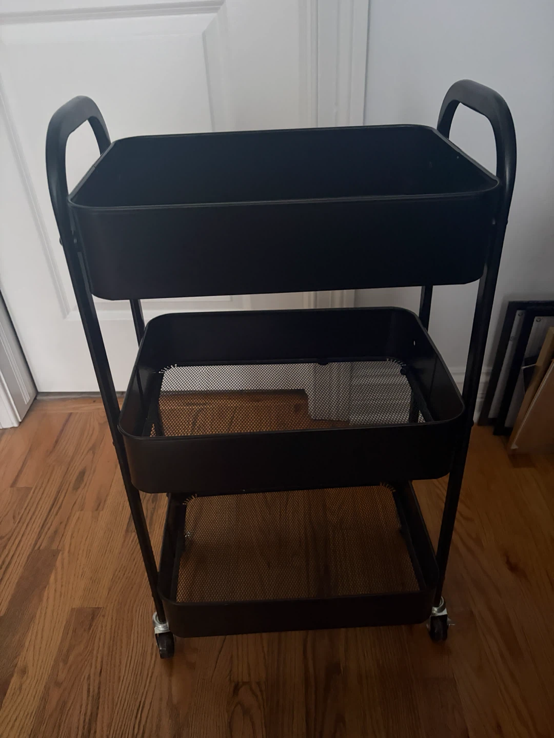 Black 3-Tier Rolling Storage Cart