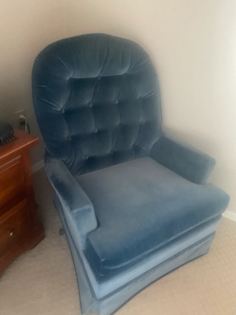 Vintage Blue Velvet Accent Chair x2  250 or best offer