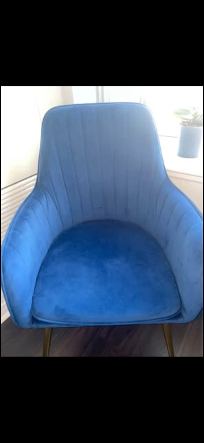 Blue Velvet Accent Chair- set of 2 - photo 2