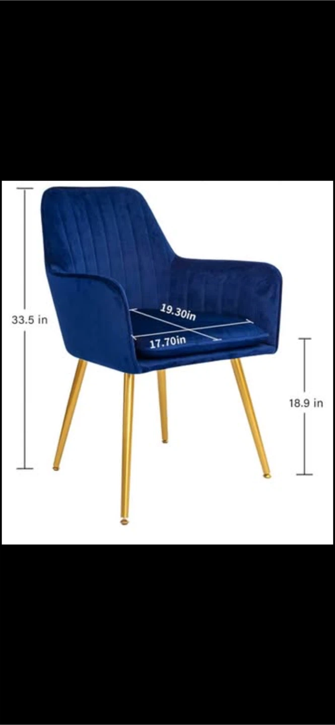 Blue Velvet Accent Chair- set of 2 - photo 3