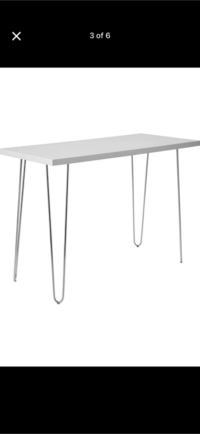 White Desk with Metal Hairpin Legs